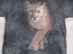 The Mountain Cougar Mountain Lion Blue Tie Dye T Shirt XL Colin Bogle Art Y2K