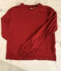 Calvin Klein Women’s Red Long Sleeve Crew Neck CK Logo Cotton Knit T-Shirt XS