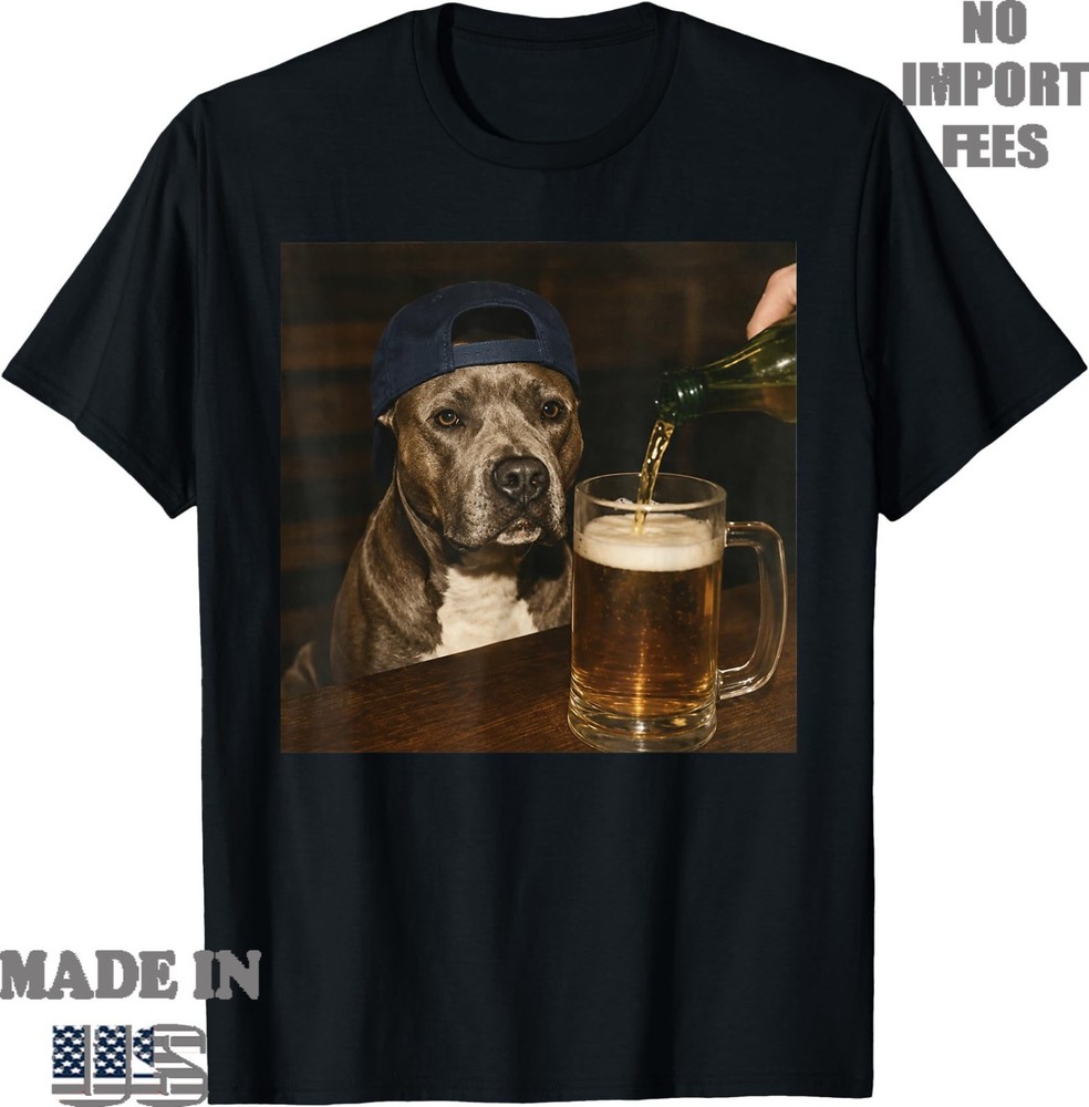 Pitbull Drinking Beer Funny Pitbull Dog Beer Meme Graphic T-Shirt, Unisex Tee