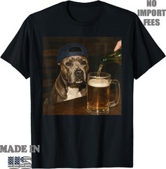 Pitbull Drinking Beer Funny Pitbull Dog Beer Meme Graphic T-Shirt, Unisex Tee