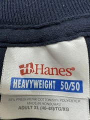 Hanes Men’s T-Shirt Navy Graphic Heavyweight 50/50 Size XL Crew Neck