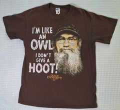 Duck Dynasty I’m Like An Owl Dont Give Hoot Uncle Si Brown Cotton T-shirt Size M