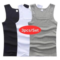 3pcs/Lot Cotton Sleeveless T-shirt Men’s And Women’s Solid Color Casual