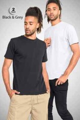 D555 Duke Mens 2 Pack Crew Neck T-Shirt Black/Grey Twin Pack M L XL XXL 168194