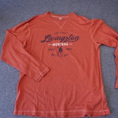 Livingston Montana Moose Graphic Long Sleeve Tee Burnt Orange Large