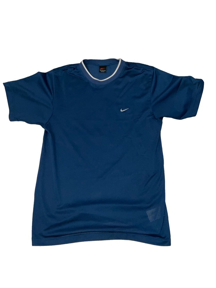 Vintage Nike Black Tag Mesh Athletic T-Shirt Dark Blue Size Medium Short Sleeve