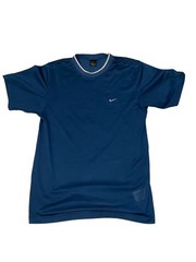 Vintage Nike Black Tag Mesh Athletic T-Shirt Dark Blue Size Medium Short Sleeve