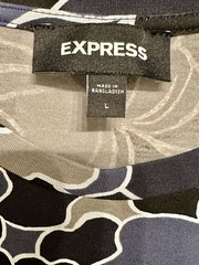Express Mens Floral Print T-Shirt Black Blue Gray Crew Neck Short Sleeve Size L
