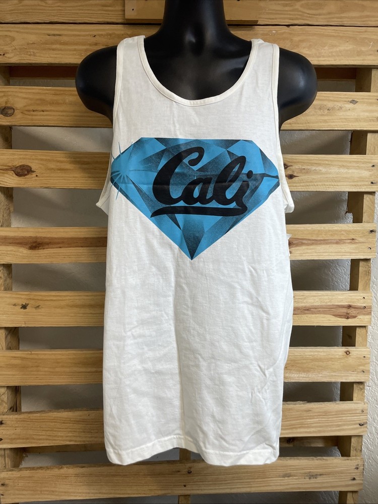Cali Diamond White Tank Top Men’s Size Large Hip Hop Urbanwear KG
