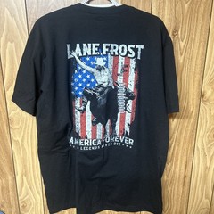 New Lane Frost American Flag Black Men’s XL Tee Rodeo Bull Riding Champion