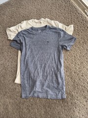 Men’s American Eagle Super Soft Feel Classic tee Shirt Gray beige Lot 2 XS Set