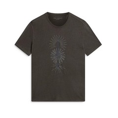 John Varvatos Men’s Dagger Sun Rays Embroidered T-Shirt Linen Modal Carbon Grey