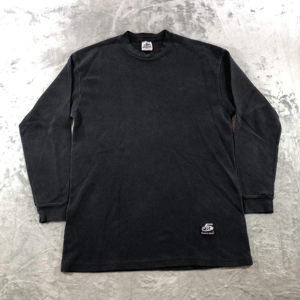 Vintage 5 Pro Shirt Mens 2XL Black Super Heavy Thermal Long Sleeve Tee USA