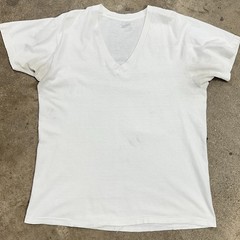 Vintage BVD White V Neck T Shirt Basic Blank Undershirt XL Well Worn Grungy (#3)