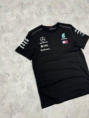Mercedes AMG Petronas F1 Black Short Sleeve Big Logo T-Shirt Size S