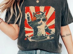 Cool DJ Cat T-shirt, Funny Cat With Headphones Shirt, Stylish Cat Lovers Gift