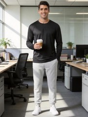 5 Pack Mens Long Sleeve T Shirts Sport Casual Construction Work Tee Running C…