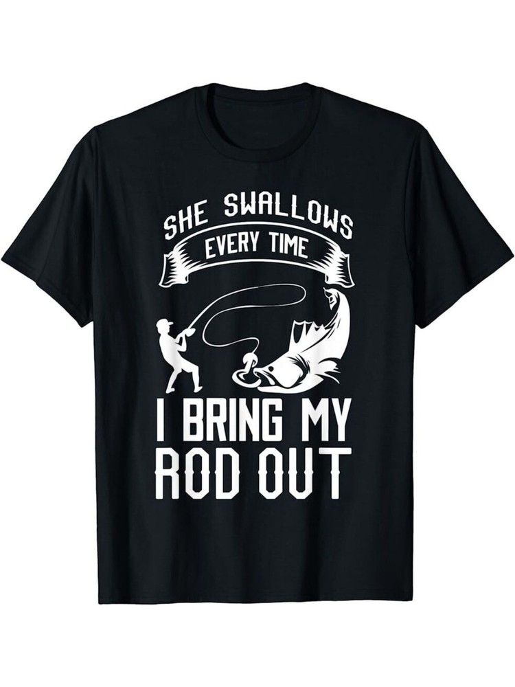 100% Cotton Breathable Machine Washable Humorous Ice Fishing Graphic Tee fo