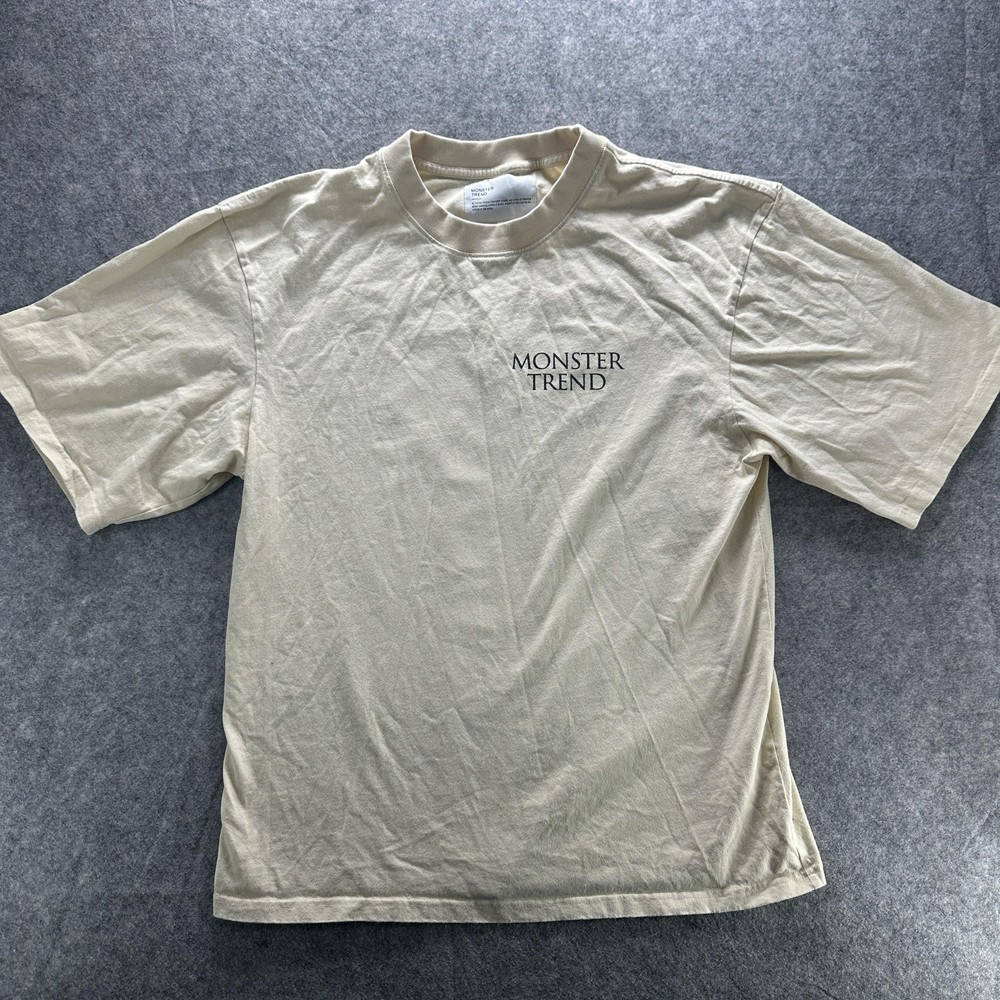 Monster Trend Shirt Mens XL Beige Graphic Swimmer Back Print Casual Streetwear