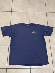 The North Face Men’s Blue Knit Double-Sided Graphic Logo Crew Neck T-Shirt L