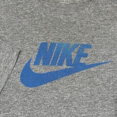 Vintage 80s Nike Heather Gray Gradient Logo Single Stitch Swoosh Shirt Rare Sz L