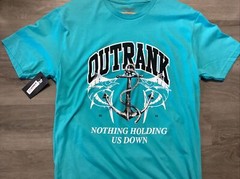 OUTRANK LOGO TAHITI BLUE T-SHIRT MENS LARGE NEW
