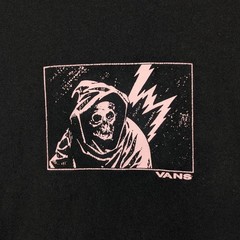 Vans Custom Fit 100% Cotton Black T-Shirt Pink Grim Reaper Graphic Size 2XL