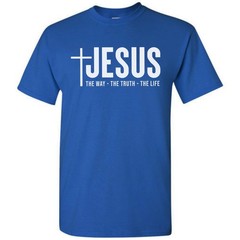 Jesus Christ Cross The Way Truth Life T-Shirt Faith in God Christian Bible Tee
