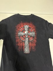 Hot Leather Celtic Cross T Shirt Large Black Gothic Biker West Coast Chopper VTG