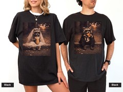 Bride Groom Raccoon Photo Wedding Shirt Funny Mr Mrs Matching Couple Gift Tee