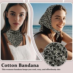 Floral Cotton Bandanas for Women, Girls, 21×21 Inch Head Scarf, Headbands