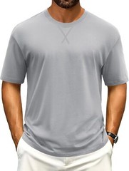 Men’s Cotton Drop Shoulder T Shirt Loose Fit Soft Casual Short Sleeve Summer Tee
