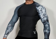 MEN’S BLACK/DARK GRAY COMPRESSION SHIRT SIZE M