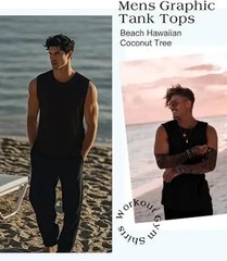 Men’s Tank Tops Sleeveless Quick Dry Polyester Solid Color Summer Beach Sports