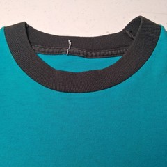 Vintage 1990s Colorblock T Shirt L Blue Black Single Stitch Grunge Skate READ