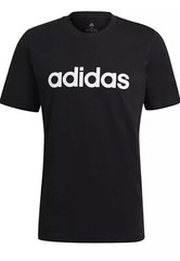 Adidas Mens Essentials Embroidered Linear Logo Tee Black White T-Shirt Size SM