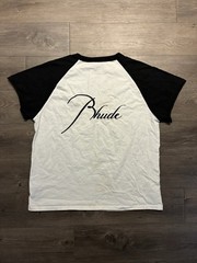 Rhude Raglan T-Shirt Men’s Size M Short Sleeve Embroidered Logo White Black