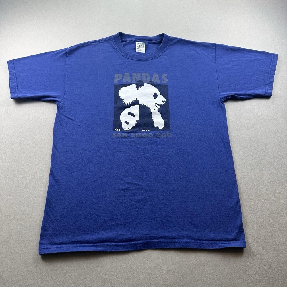 Vintage San Diego Zoo Pandas T-Shirt Mens Large Blue Nature Animals California