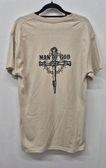 Beige ‘FAITH’ Man Of God Cross Front & Back Custom Graphic Short-Sleeve Tee