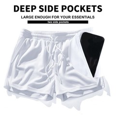 AIMPACT Men’s 3 inch Gym Workout Short Quick Dry Active Running Medium, White