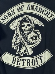 Sons Of Anarchy DETROIT Men’s SMALL Black Long Sleeve Grimm Reaper Skull T-Shirt