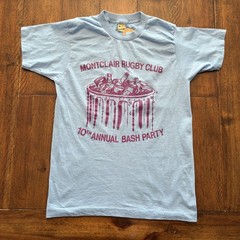 Vintage Screen Stars Montclair Rugby Club Shirt Mens Medium Blue Bash Party