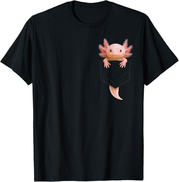 Cute Axolotl Pocket Funny Gifts for Men Women T-Shirt