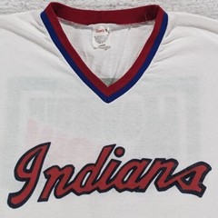 Vtg 80s Cleveland Indians Mountain Dew Jersey Style T-Shirt Medium Single Stitch