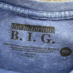 The Notorious BIG Biggie Smalls Mineral Wash Blue Graphic T-Shirt Mens Medium