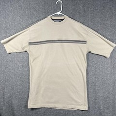 Canyon Guide Outfitters Shirt Mens Medium Khaki Stripe Cotton Crewneck Casual