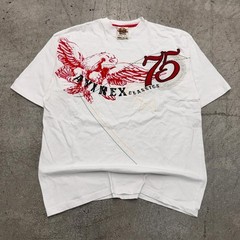 Vintage Y2K Avirex Eagle #75 Embroidered Grunge Tshirt XL White Hip Hop Skater