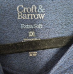 CROFT & BARROW T Shirt Mens 2XL Blue Classic Fit Easy Care Long Sleeve Pullover