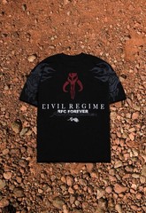 Civil Regime Boba Fett Graphic Print Black Cotton Crew Neck T-Shirt Size M
