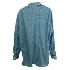 Stacy Adams Men`s Blue Size 17.5 34/35 Plaid Long Sleeve Button Up Shirt